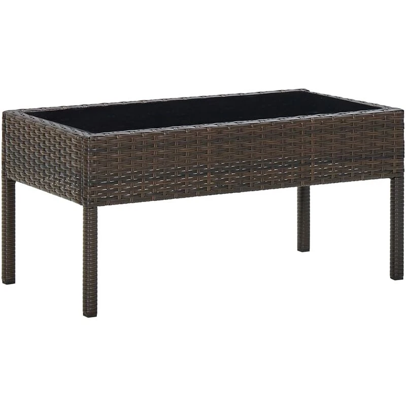 Image of vidaXL Garden Table Brown 75x40x37cm Poly Rattan, Brown 45903