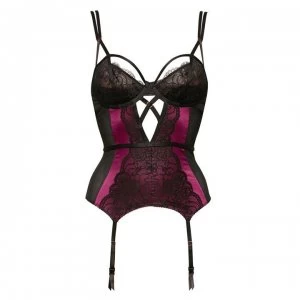 image of Figleaves Brooke Peep Strapping Cut-Out Basque - Wine