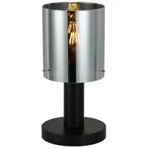 image of Italux Sardo - Modern Table Lamp Black 1 Light with Smoky Shade, E27