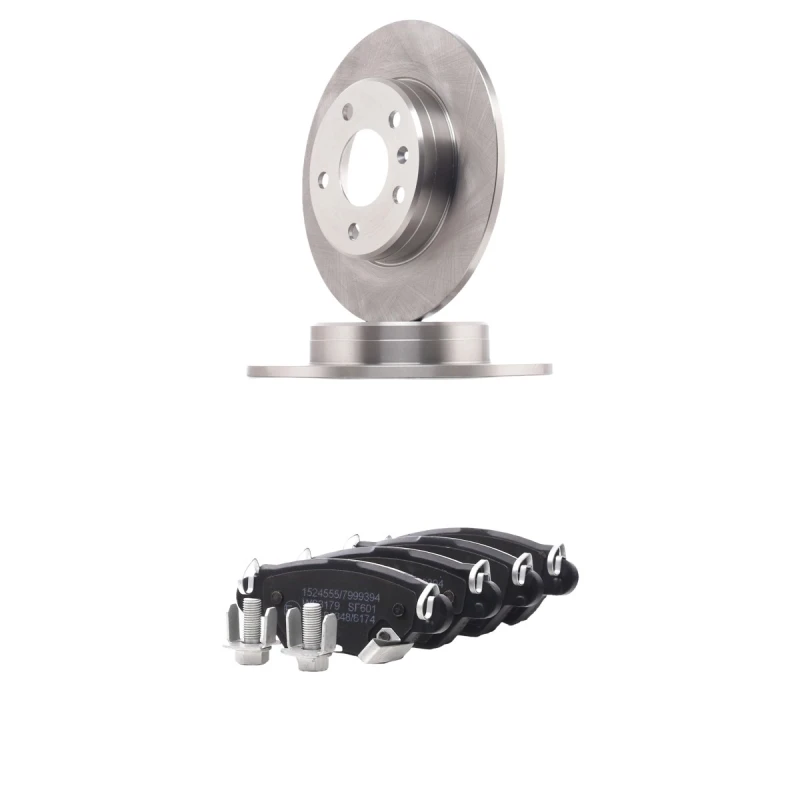 Image of RIDEX 3405B2234 Brake disc and pads set Rear Axle, Brake Disc Type: Solid, with acoustic wear warning Brake Set,disc brakes (3405)