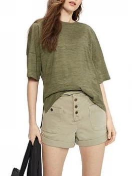 Image of Ted Baker Onyyxx Space Dyed Relaxed T-Shirt - Olive , Olive, Size 4=14, Women