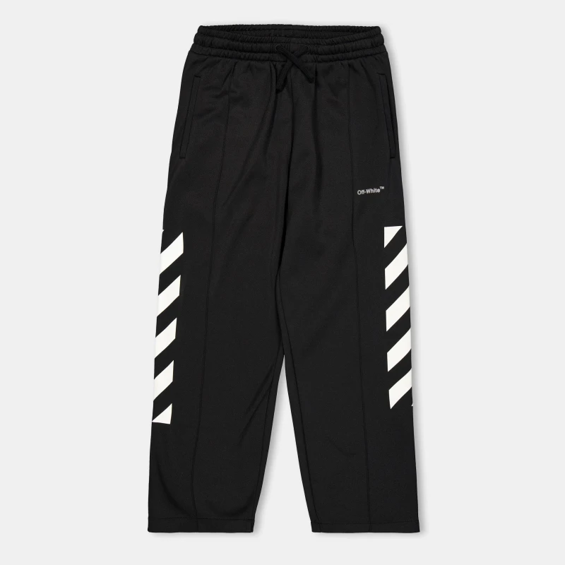 Image of Off White Kids Open Hem Tracksuit Bottoms Black/White male 8Y