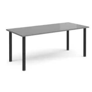 Image of Rectangular Black radial leg meeting table 1800mm x 800mm - onyx grey