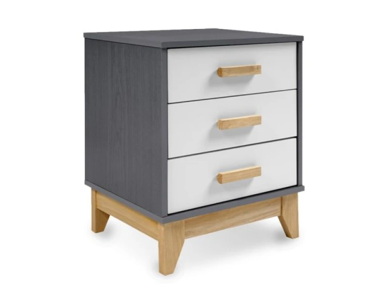 Image of Seconique Cleveland Grey and White 3 Drawer Bedside Table