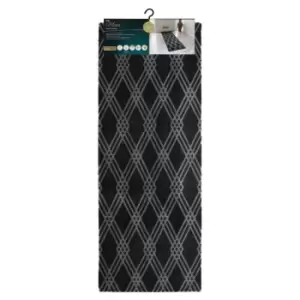 JVL Mega Runner Mat, Large Diamond Pattern, 57x150cm - Black