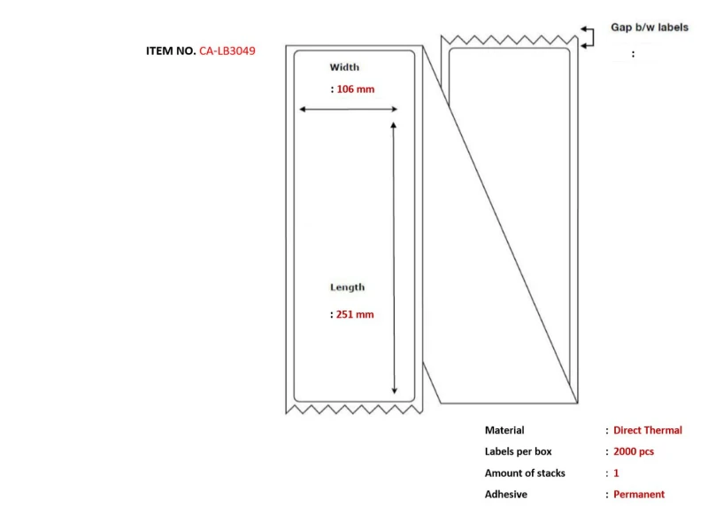 Image of Capture CA-LB3049 printer label White