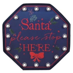 Image of Santa Stop Here Light Up Sign