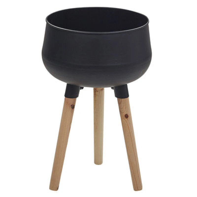 Image of Beliani Elevated Plant Pot Agros Metal 30 Cm Black