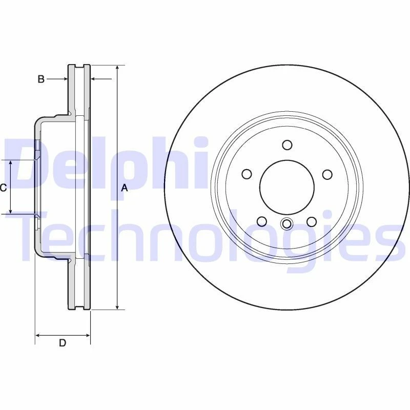 Image of DELPHI Brake disc DELPHI BG9163C