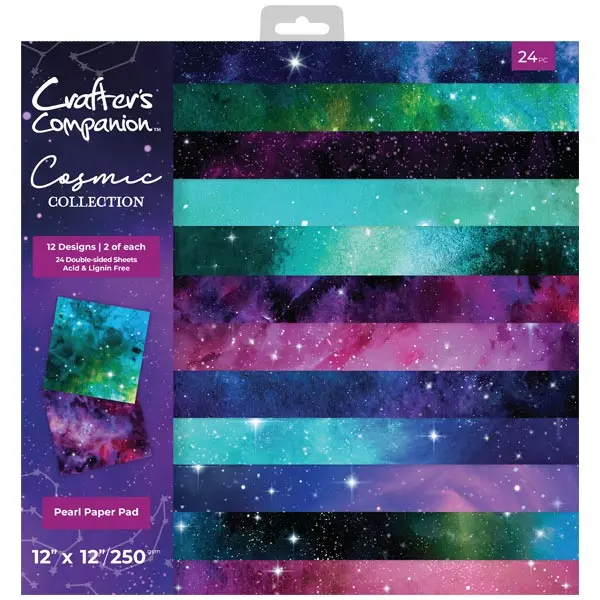 image of Crafter's Companion 12 x 12" Printed Paper Pad Cosmic Galaxy 250gsm 24 Sheets