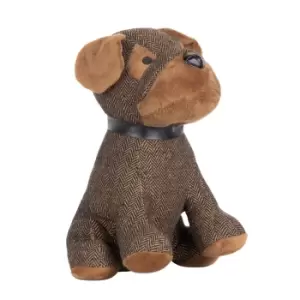 Image of Boston Herringbone Dog Door Stop Brown