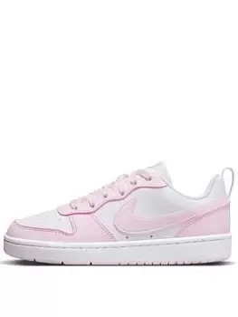 Image of Nike Older Girls Court Borough Low Recraft Trainers, White/Pink, Size 3 Older