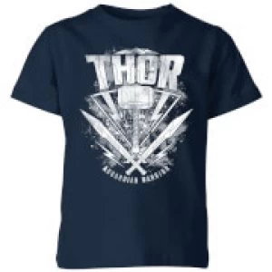 image of Marvel Thor Ragnarok Thor Hammer Logo Kids T-Shirt - Navy - 11-12 Years