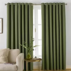 Image of Moon Premium Thermal Blackout Eyelet Curtains Khaki