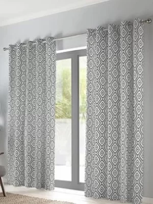 image of Fusion Navaho Lined Eyelet Curtains