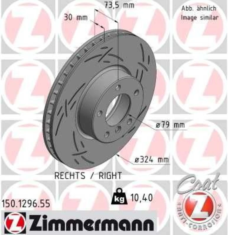 Image of ZIMMERMANN Brake disc ZIMMERMANN 150.1296.55