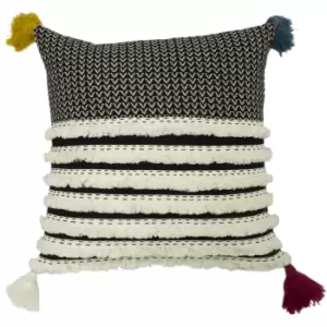 image of Rhia Herringbone Cushion Monochrome, Monochrome / 45 x 45cm / Polyester Filled