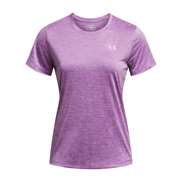 image of Under Armour Womens Tech Twist Short Sleeve V Neck T Shirt S- Bust 33.5- 35.5' Provence Purple Ace 1384230-560-S