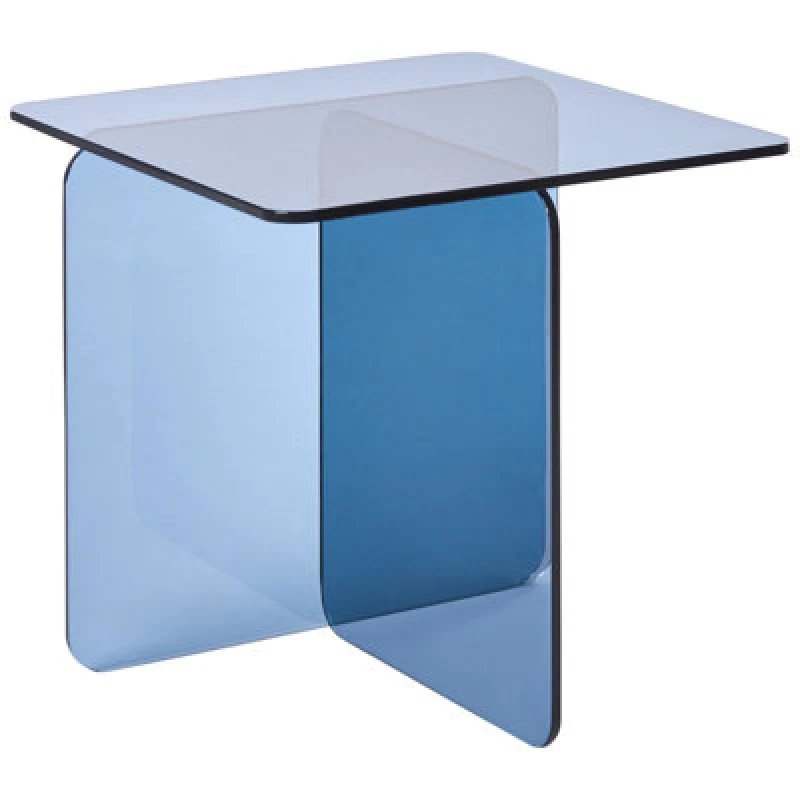 Image of Beliani Side Table Amisk Tempered Glass Blue