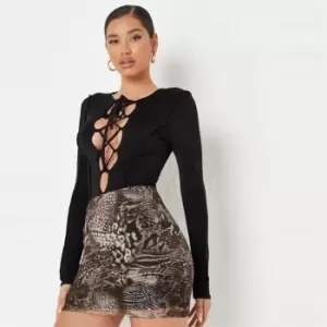 image of Missguided Coord Animal Print Mesh Mini Skirt - Brown