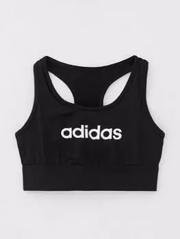 Image of Adidas Girls Linear Sports Bra, Black/White, Size 13-14 Years, Women