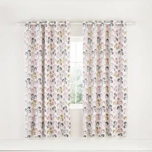 Image of Helena Springfield Liv Blush Lined Eyelet Curtains Blush, Grey and Yellow