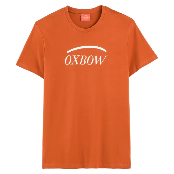 Image of Graphic Logo Print T-Shirt in Cotton Mix with Short Sleeves