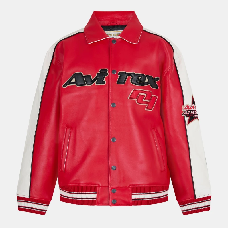 Image of Avirex Mens All Star Varsity Jacket Salvage Red male 3X Large