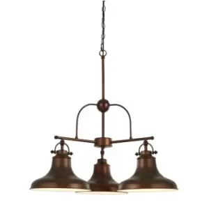 image of Searchlight Lighting - Searchlight Dallas - 3 Light Pendant Brown, White, E27