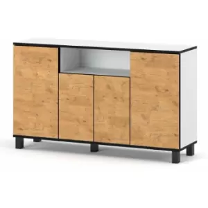 Image of Best4D Cabinet Storage Dresser 140x80x35cm with Oak Lancelot Front - Body Colour White Mat