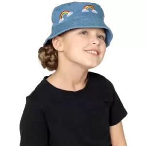 image of Tom Franks Kids Denim Bucket Hat With Embroidery (1-3 Years) (Denim)