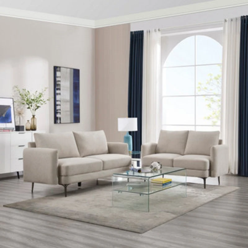 Image of More4Homes Sofia 2+3 Seater Fabric Sofa Set Beige