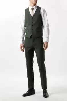 Image of Slim Fit Green Tweed Suit Waistcoat