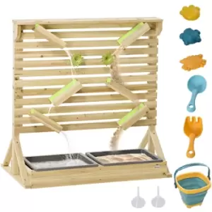 Image of Kids Running Water Playset w/ Sink Toys, Water Carts, Tracks - Natural wood finish - Outsunny