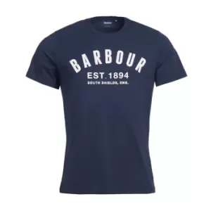 Image of Barbour Essential Ridge Logo T-Shirt - Blue