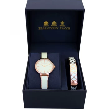 Image of Agama Cream & Rose Gold Watch & 1cm Bangle Gift Set
