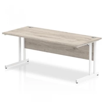 image of Trexus Rectangular Desk White Cantilever Leg 1800x800mm Grey Oak Ref