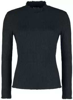 Image of Noisy May Berry High Neck Top Long-sleeve Shirt black