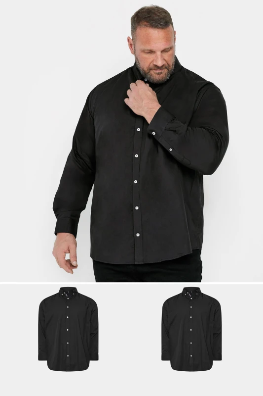 Image of BadRhino 2 Pack Poplin Long Sleeve Shirts Black