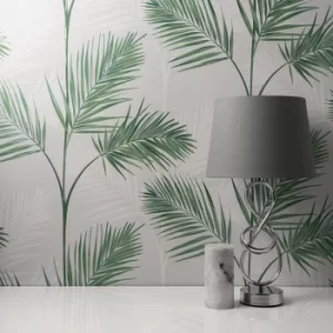 Image of South Beach Stone Wallpaper Green, Grey and White
