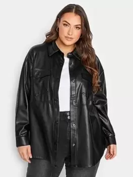 Image of Yours Pu Shacket Black, Size 26-28, Women