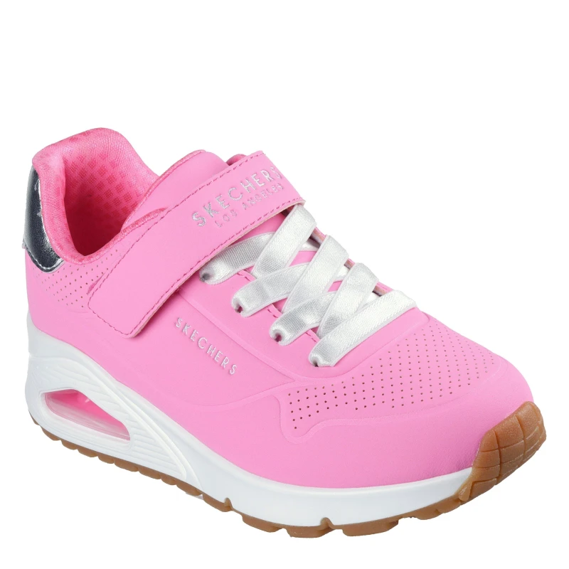 Image of Skechers Kids Duraleather Gore and Strap Low-Top Trainers Hot Pink/Silver female C11 (29)