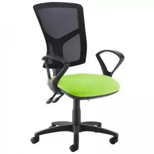 Image of Senza high mesh back operator chair with fixed arms - Madura Green