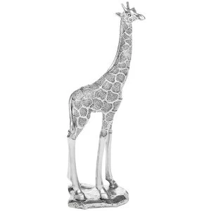 image of Soft Silver Giraffe Standing Ornament