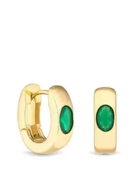 image of Jon Richard Jon Richard Gold Plated Polished And Emerald Hoop Earrings