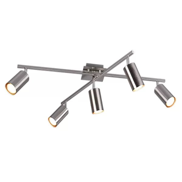 image of Marley Modern 5 Light Ceiling Spotlight Bar Nickel Matt