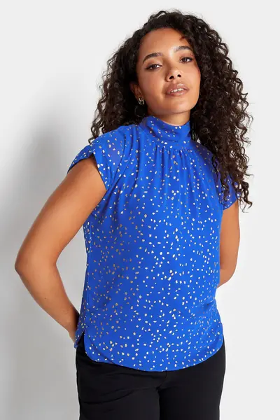 Image of M&Co Print Blouse Blue