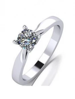 Image of Moissanite Platinum 1/2ct Moissanite Solitaire Ring, Platinum, Size R, Women