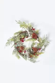 image of Artificial Wreath with Berries and Pinecones, 18"