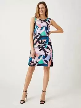 Image of Wallis Abstract Jersey Shift Dress - Pink, Size 16, Women